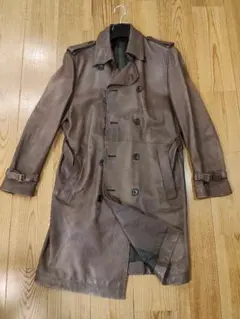 301 トレチェントウノ　レザーチェスターコート 50 茶 ラムレザー