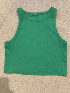 未使用に近い　H &M グリーン　リブ　タンクトップ　キャミソール　Tシャツ　Sのサムネイル