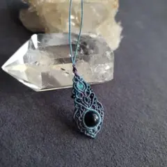 天然色ブルータイガーアイのオリジナルデザインマクラメストラップ