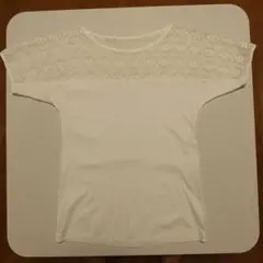レリアン ホワイト レース切り替え 半袖Tシャツのサムネイル