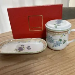 LANCEL 蓋付きマグカップと皿セット