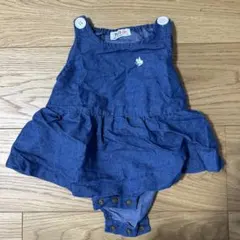 P.O. Baby デニムブルー フリルロンパース 70