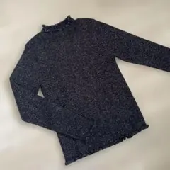 【美品】ラメ ブラック ハイネックニット 長袖 BROWNYSTANDARD