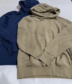 【2枚セット】ユニクロ スウェットプルオーバーパーカ Mサイズ ネイビーベージュ
