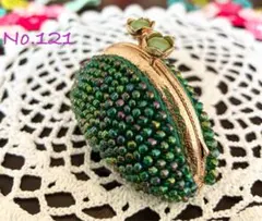 No.121 手作り　ビーズがま口　お花のカン付き