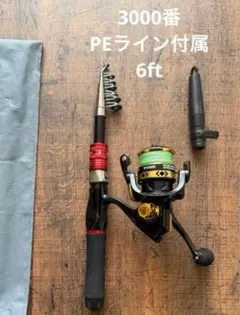 釣り竿リールセット◇超コンパクトロッド 3000番リールセット ◇PE 