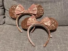 ディズニー ミニー カチューシャ スパンコール ピンクゴールド