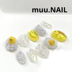 ネイルチップ ♡モコモコ大好き♡ キュートなアヒルちゃん 3D うるツヤ ネイル