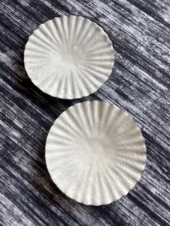 グレー系波型リブデザイン皿2枚セット 作家