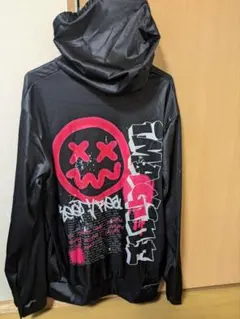 2着セット　グラフィックプリント パーカー 黒 白