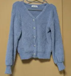 【タイムセール】ミッシュマッシュ　シャギービジューカーディガン　ブルー系
