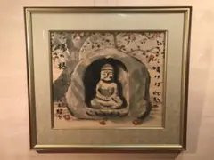竹中三郎 大きな油絵「冬の陽を受ける磨崖仏」 - メルカリ