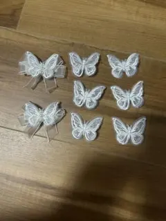 ホワイト蝶デザイン ヘアピン 8個セット