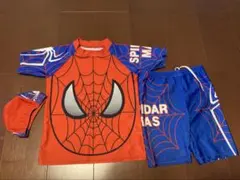 スパイダーマン 水着セット (Tシャツ・ショートパンツ・キャップ) 120