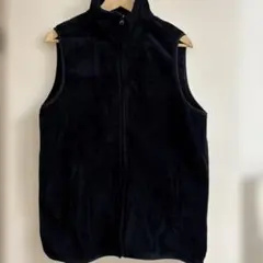 ブラック フリース ジップアップベスト　LLサイズ