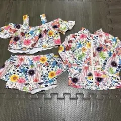 ベビー水着セット 花柄 90cm 花柄　ラッシュガードセット　ビキニ　かわいい
