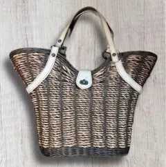 未使用 TOPKAPI トプカピ 籠バッグ ハンドル 本革 レザー使用