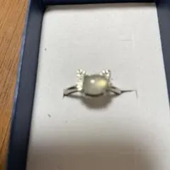 猫耳デザイン ムーンストーンリング