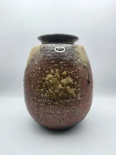 陶芸 壺 赤と黄の釉薬　信楽焼