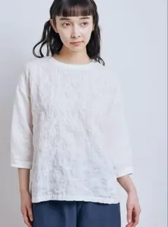 中川政七商店 格子刺繍の麻布Ｔシャツのサムネイル