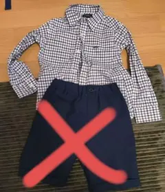 チェック柄シャツ+短パンセット 120