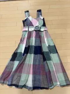 チェック柄ノースリーブロングワンピース