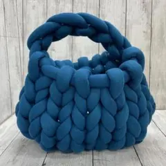 【 ノーブランド 】マンドゥバッグ チャンキーニット ハンドバッグ 韓国 ブルー