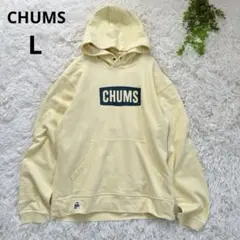 チャムス CHUMS◆ビッグロゴ スウェットパーカー(L)黄　プルーオーバー　綿のサムネイル