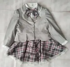 フォーマルスーツ グレーとピンクチェック　120cm