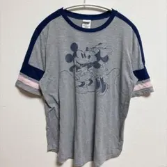 ディズニー Tシャツ クルーネック 半袖 プリント M 灰 レーヨン