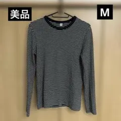 ユニクロ　ソフトリブボーダークルーネックT　レディースM