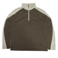 希少 00s NIKE ハーフジップ バイカラー スウェット ブラウン ベージュのサムネイル