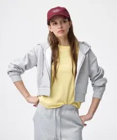 パフスウェットフルジップパーカ グレー　gu