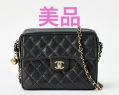 シャネル ココボール キャビアスキン チェーン ショルダーバッグ ブラック