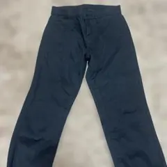 黒いコットン混合ロングパンツ