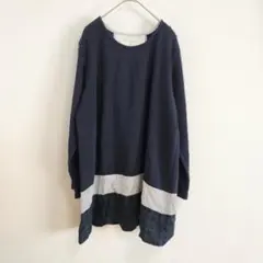 ✨XL✨ innoce チュニック LL ネイビー チェック×ストライプ