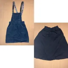 デニムジャンパースカート(150)UNIQLOカットソーミディスカート(160)