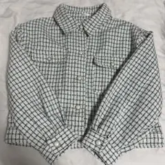 ツイード風 ジャケット パールボタン モノトーン ガーリー