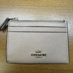 COACH ベージュ レザー パスケース