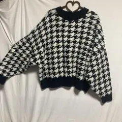 H&M XL ハウンドトゥース柄ニットセーター　ドルマン
