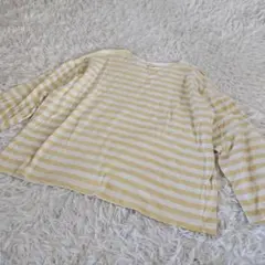 H＆M ロンT ボーダー 長袖 イエロー M ロングTシャツ 綿100 コットン