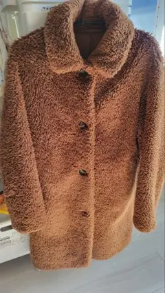 ボア素材 ブラウンコート カジュアル