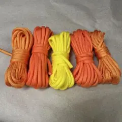 【新品】パラコード 4mm 3m×5本セット　黄色オレンジ　イエロー系