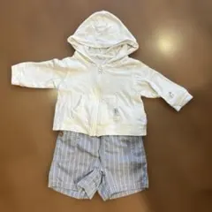 パーカー・ストライプハーフパンツの2点セット