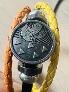 鬼滅の刃 善逸 編み込みレザーブレスレット