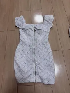 フリルオフィショルスパンコールミニドレス