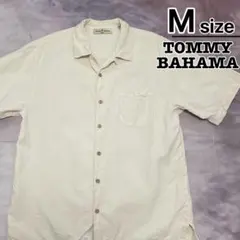 TOMMY BAHAMA　シルクシャツ　M　無地　ライトベージュ　USA古着のサムネイル
