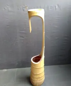 竹製　花入　根付き