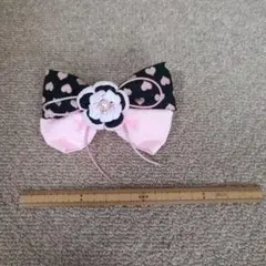 ハート柄リボンヘアクリップ　約13×8cm