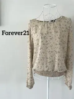 【Forever21】長袖ブラウス　花柄　ベージュ　M